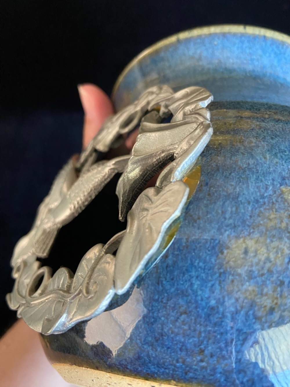 🩵 Studio Pottery Hand Thrown Hummingbird Plaque Candle Holder Artist Signed - Picture 9 of 9